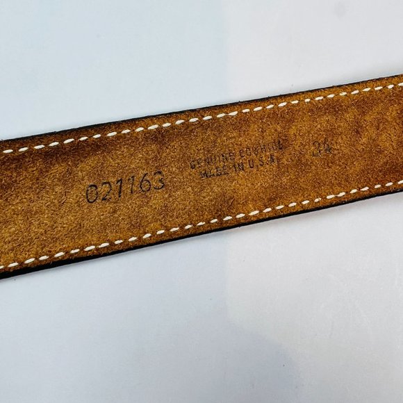 Vintage TEXTAN Genuine Cowhide Leather Womans size 39" Brown Tooled Western Belt - Picture 7 of 9